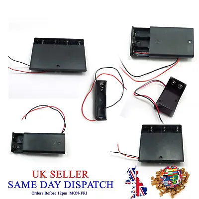 Plastic Battery Holder Case AAA AA PP3 + Wire & Switch Box Holder Storage Knob • £4.51