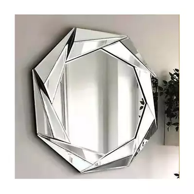 60cm Round Faceted Hanging Wall Mirror Room Decoration Bevelled Glass Facet New • £39.99