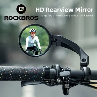 ROCKBROS Bicycle Round Mirror *2 Handlebar Rear View Mirror Adjustable Mirror • $18.48