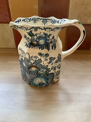 Masons Ironstone Blue & White Fruit Basket Porcelain Water Jug 5 1/2   Tall • £13.99