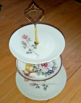 3-Tier Cake Stand ~ Vintage Plates / New Fittings • £5