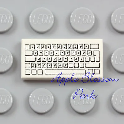 NEW Lego COMPUTER KEYBOARD 1x2 White Printed Tile Minifig Office Desk Key Board • $1.49