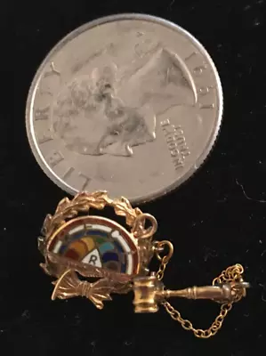 £16.90 • Buy 10 KT Gold Fill Order Of Rainbow Girls Pin With Gavel ESTATE