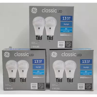 GE Classic 60-Watt Frosted White Light Bulbs A19 LEDs Medium Base 2 Pk Lot Of 3  • $17