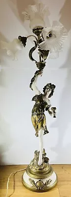 Antique L&F Moreau 4 Light Figural Lamp • Woman W/ Chalice • Greek Goddess • $659.99