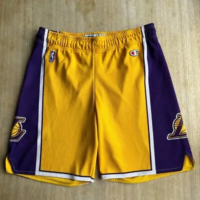 Los Angeles Lakers Shorts Yellow Champion Medium NBA Basketball • £50