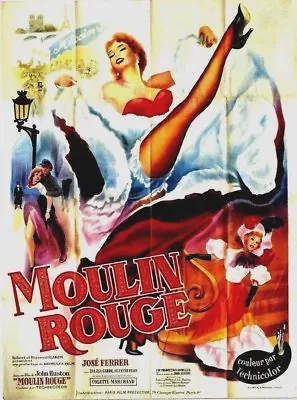 Original Vintage Poster MOULIN ROUGE PARIS ZSA ZSA GABOR C.1952 • $650