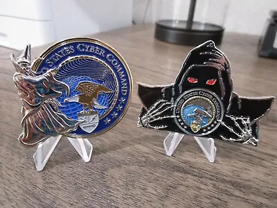 Lot Of 2 Cyber Command Challenge Coins USCYBERCOM Wizard & Watcher SIGINT IC  • £36.09