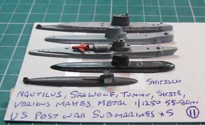 US Post War Submarines X 5 By Various Makes Scale 1/1250 Ship Model • £4.99