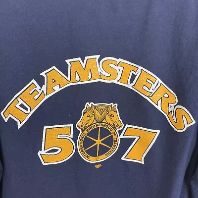 Teamsters Labor UNION Local 507 Tshirt  Sz Large Navy Blue Made USA • $17