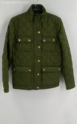 J. Crew Womens Green Cotton Downtown Field Full Zip Quilted Jacket Size 2XS • $19.99