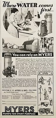 1937 Ad.(xh75)~f.e. Myers Bro. Co. Ashland Ohio. Myers Farm Water Systems • $7.49