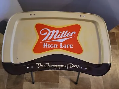 (VTG) Miller High Life Beer Metal TV Tray & Stand Bar Game Room Man Cave  • $174.99