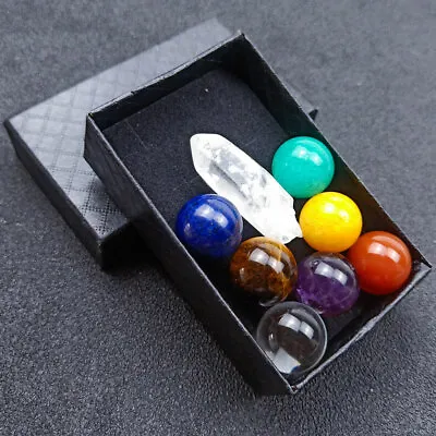 7 Chakra Stones Sphere Ball Reiki Healing Natural Gem Hexagonal Crystal Sets • $8.99