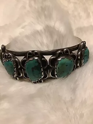 Old Pawn Vintage  Sterling Navajo Turquoise Bracelet • $225