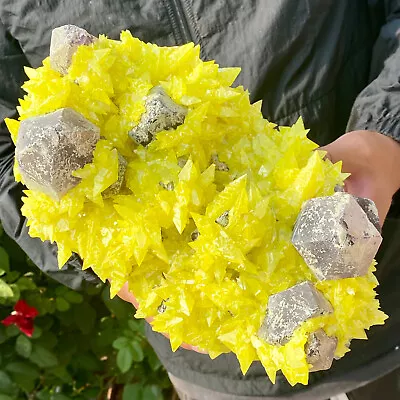 13.3LB New Find Purple Crystal Cluster Mineral Specimen+NATIVE SULPHUR Sicily • $0.99