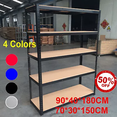 Heavy Duty 5 Tier Metal Garage Shelves Shelving Racking Storage Boltless Shelf • £22.05