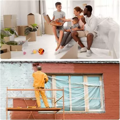 Two Polythene Dust Sheets With Clear Covers For Painting And Decorating Plastic • £2.29