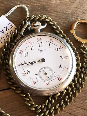 *longines 48mm Steel Pocket Watch Well Preserved And Working Well* • £135.94