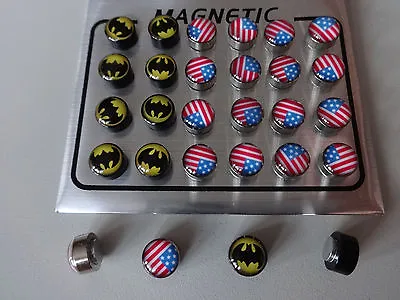 1 Magnet Batman USA Flag Ear Fake Magnetic Clip Plug Cheater Tunnel Plug • £4.55