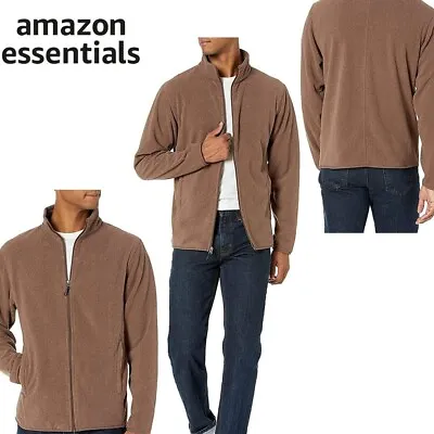 £8.49 • Buy Amazon Essentials Men's Full-Zip Polar Fleece Zipper Jacket, Brown Heather, UK L