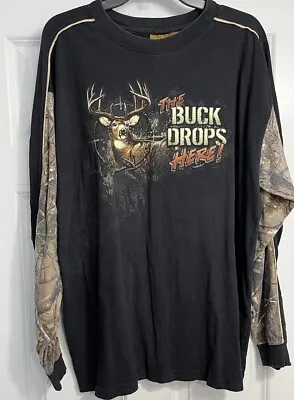 Vintage Deer Buck Wear XL Camo Hunting Outdoor Long Sleeve T Shirt • $21.24