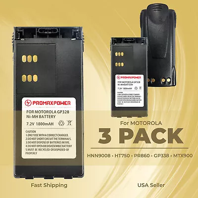 3-Pack 1800mAh Ni-Mh Battery For HNN9008 Motorola Radios HT750 HT1250 GP328 • $50