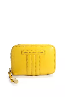 Marc By Marc Jacobs Women's Leather Full Zip Bi-Fold Wallet Yellow Size O/S • $52.45