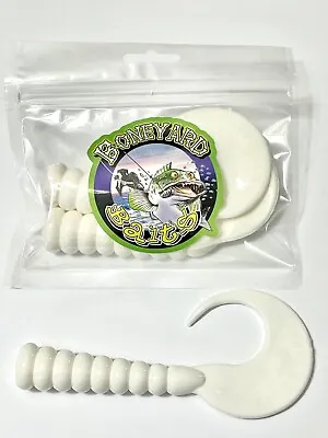 Oversized Grubs - 6  White Jigger Bone Grub (2pk)- Great For Tarpon & More • $2.99
