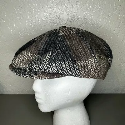 Vintage Tweed Patchwork Newsboy Hat Cap Cabbie Made In Sri Lanka • $19.99