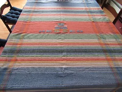 Vintage MEXICO Southwestern Woven Fringe Tablecloth Pastel 48 X49  + 3  Fringe • $14.95