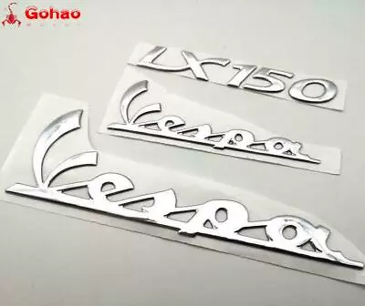 Set Vespa Lx150 Lx Piaggio Self Adhesive Silver Side Panel Legshield Badge • $9.59