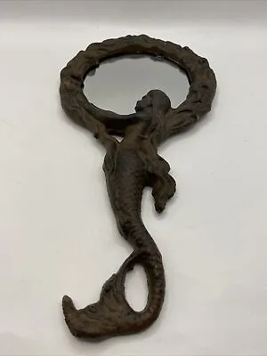 Mermaid Cast Iron Hand Or Wall Mirror Brown/Bronze 12 Inch  • $69
