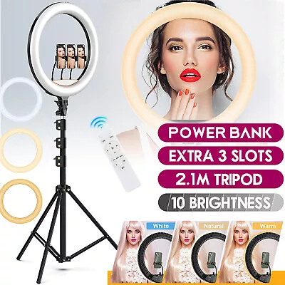 18  7000K LED Ring Light With 2.1M Tripod Stand Dimmable Selfie Live Makeup Lamp • $8.99