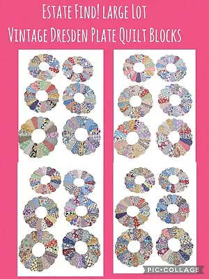 24 Vintage DRESDEN Plate 16 Inch Unfinished Quilt Blocks Hand Stitched See Video • $225