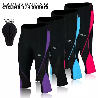 Ladies Cycling 3/4 Padded Shorts Three Quarter Shorts Women Leggings Trousers UK • £7.99