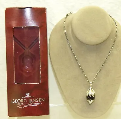 $650 • Buy 1991 Sterling Silver & Onyx Georg Jensen Denmark Pendant Of The Year Necklace