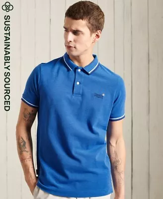 £24.50 • Buy Superdry Classic Poolside Pique Polo Shirt Size M Blue  K2