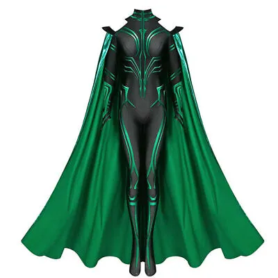 Thor 3 Ragnarok Hela Adult Jumpsuit Cape Superhero Bodysuit Cosplay Costume Suit • $94.59