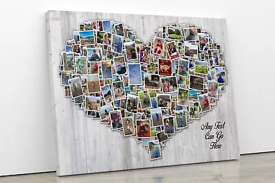 Heart Canvas Collage Personalised Photo Frame Picture Art Print Birthday Gift • £11.99