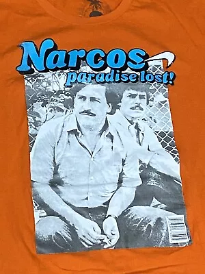 Narcos Paradise Lost T-shirt Size L Orange  Pablo Escobar Graphic Short Sleeve • $9