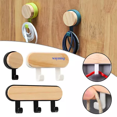 Wall Mounted Coat Rack Wooden Decorative Hooks Rail For Coat Bag Towel Key D • $4.50