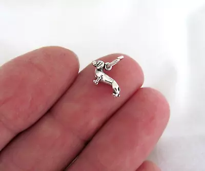 Very Small Sterling Silver Dachshund Mini Tiny Charm. • $9.97