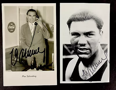 MAX SCHMELING SIGNED AUTO POSTCARDs Lot Of 2 BOXING HEAVYWEIGHT CHAMPION HOF  • $119.99