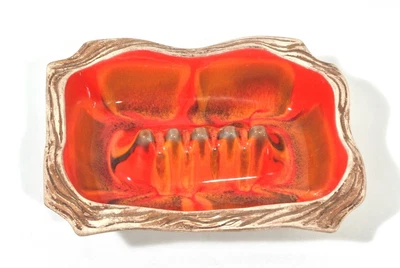 $26 • Buy Ceramic Ashtray Flame Red Lava Glaze California Pottery Sequoia Ware Vintage