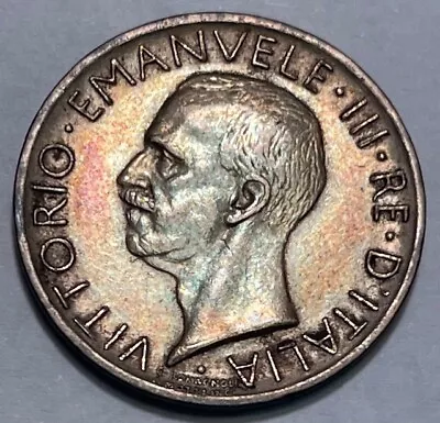 ITALY - Vittorio Emanuele III - 5 Lire - 1927R - KM-67.1 - Toned BU Silver Coin • $25