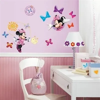 MINNIE MOUSE Bow-tique Wall Stickers 33 Decals Disney Clubhouse Room Decor • $13.99