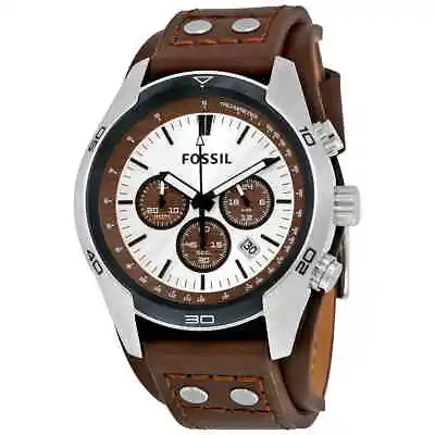 Fossil Coachman Chronograph Cuff Leather Men's Watch CH2565 • $87.99