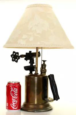 Industrial Steampunk Table Lamp Blow Torch Brass Metal Mancave Desk Handmade • $79.99