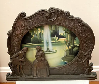 Antique Art Nouveau Courting Couple Metal Frame Water Fountain Motion Lamp TLC • $95